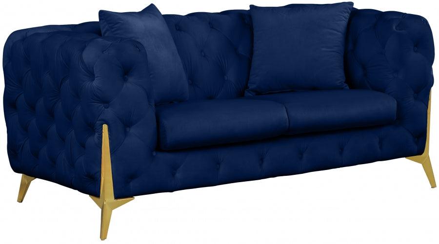 Meridian Furniture - Kingdom Velvet Loveseat In Navy - 695Navy-L