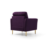 Mid Century Modern Sectional Sofa Set, Couch Sets for Living Room 3 Pieces, 2 Piece Fabric Arm Chair and 1 Piece Loveseat Set For Living Room, Purple Velvet Home Elegance USA