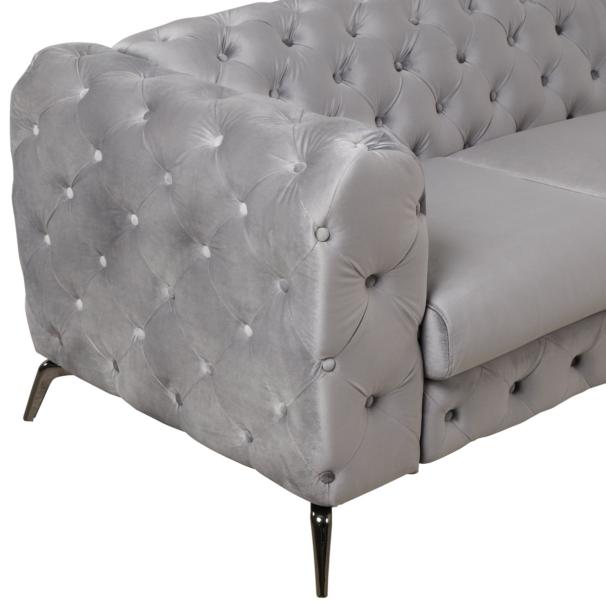 63" Velvet Upholstered Loveseat Sofa,Modern Loveseat Sofa with Button Tufted Back,2 - Person Loveseat Sofa Couch for Living Room,Bedroom,or Small Space,Gray - SG000602AAE - image - 14