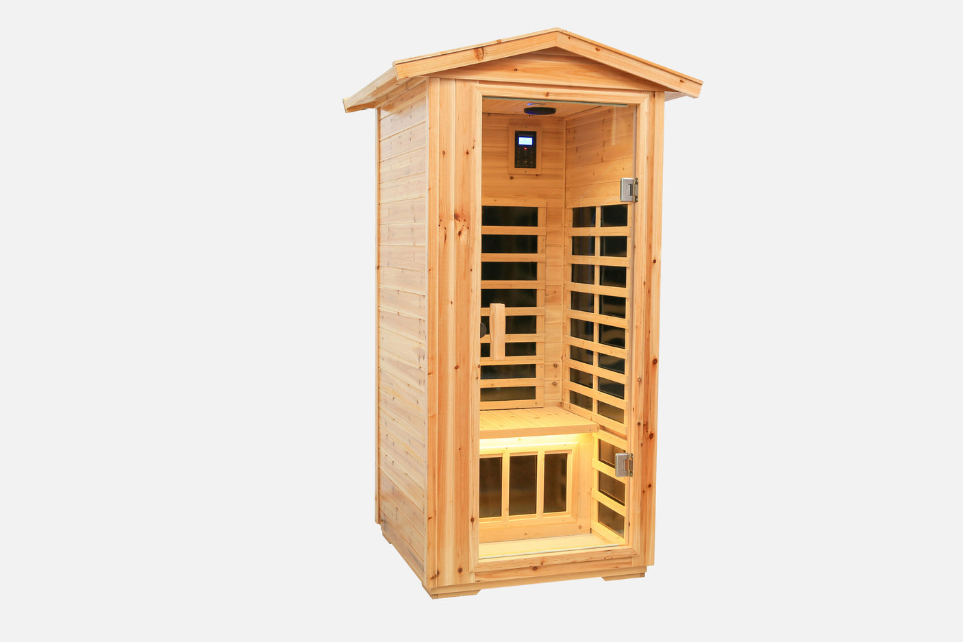 Far infrared outdoor sauna room for one person , Made of old fir