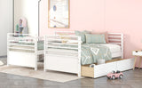 Twin over Twin Wood Bunk Bed with Two Drawers - White - Home Elegance USA