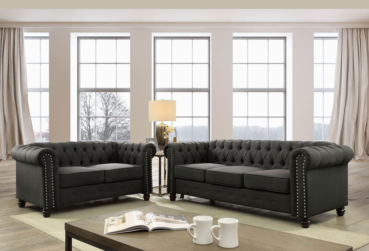 Winifred - Sofa & Love Seat & Chair - Gray - Home Elegance USA