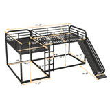 Full and Twin Size L-Shaped Bunk Bed with Slide and Short Ladder, Black - Home Elegance USA