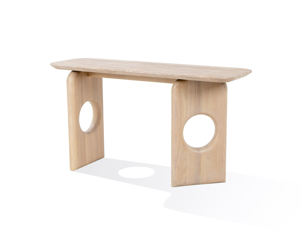 Vig Furniture Nova Domus Osaka - Modern Faux Marble + Natural Ash Console Table