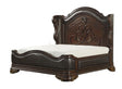Royal Highlands Queen Bed in Dark Cherry with Brown Faux Leather – Homelegance 1603-1