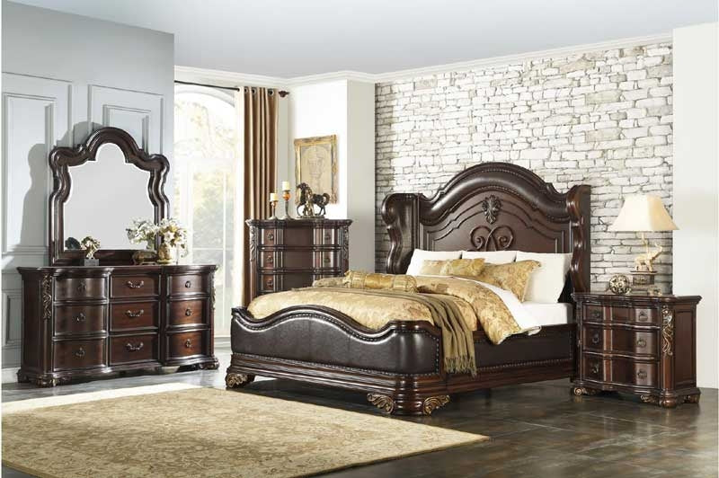 Homelegance - Royal Highlands 4 Piece Queen Bedroom Set In Rich Cherry - 1603-1-4