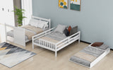 Full Over Full Bunk Bed with Twin Size Trundle (White) - Home Elegance USA