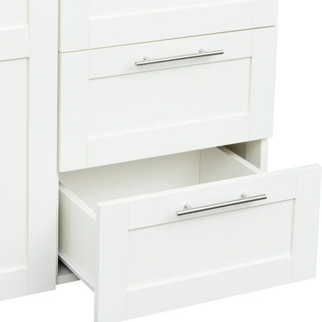 High wardrobe and kitchen cabinet with 2 doors, 2 drawers and 5 storage spaces,white Home Elegance USA