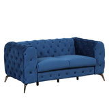 63" Velvet Upholstered Loveseat Sofa,Modern Loveseat Sofa with Button Tufted Back,2 - Person Loveseat Sofa Couch for Living Room,Bedroom,or Small Space,Blue - SG000602AAC - image - 1