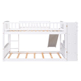 Stairway Twin over Twin Bunk Bed with Two Drawers and Slide, White(OLD SKU :LT000155AAK) - Home Elegance USA