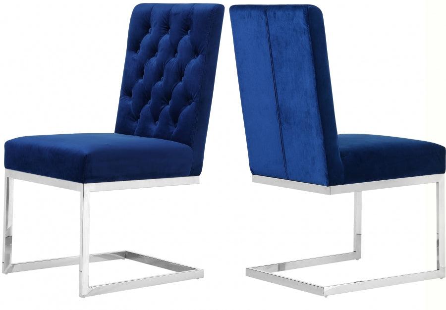 Carlton Velvet Dining Chair In Navy (Set Of 2) - 735Navy - C | Meridian | Home Elegance USA