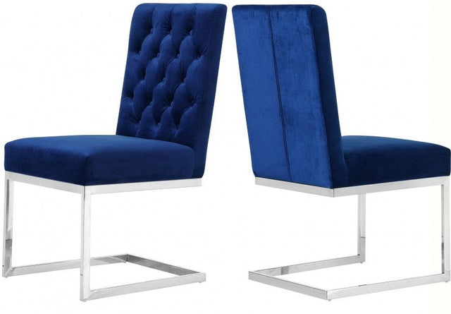 Meridian Furniture - Carlton Velvet Dining Chair In Navy (Set Of 2) - 735Navy-C