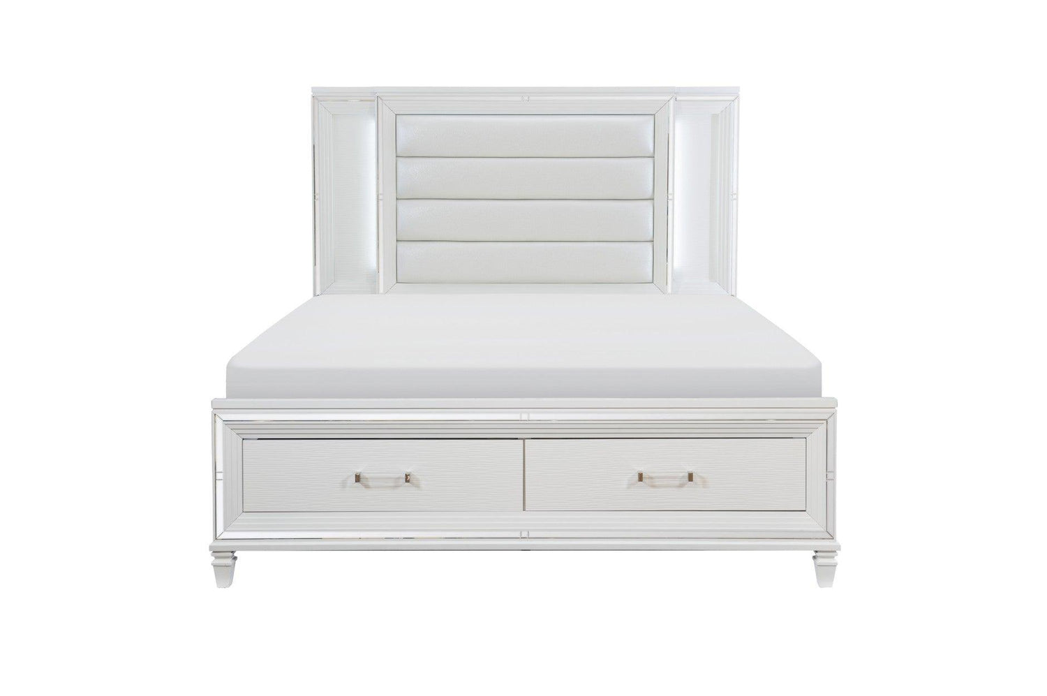 Homelegance - Tamsin Queen Platform Bed With Led Lighting And Footboard Storage In White - 1616W-1*