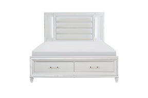 Tamsin Queen Platform Bed With Led Lighting And Footboard Storage In White 1616W-1* | Homelegance
