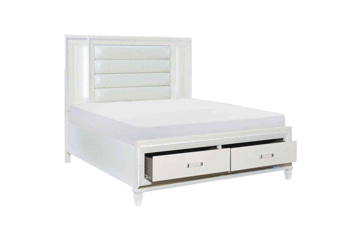 Homelegance - Tamsin Eastern King Platform Bed With Led Lighting And Footboard Storage In White - 1616Wk-1Ek*