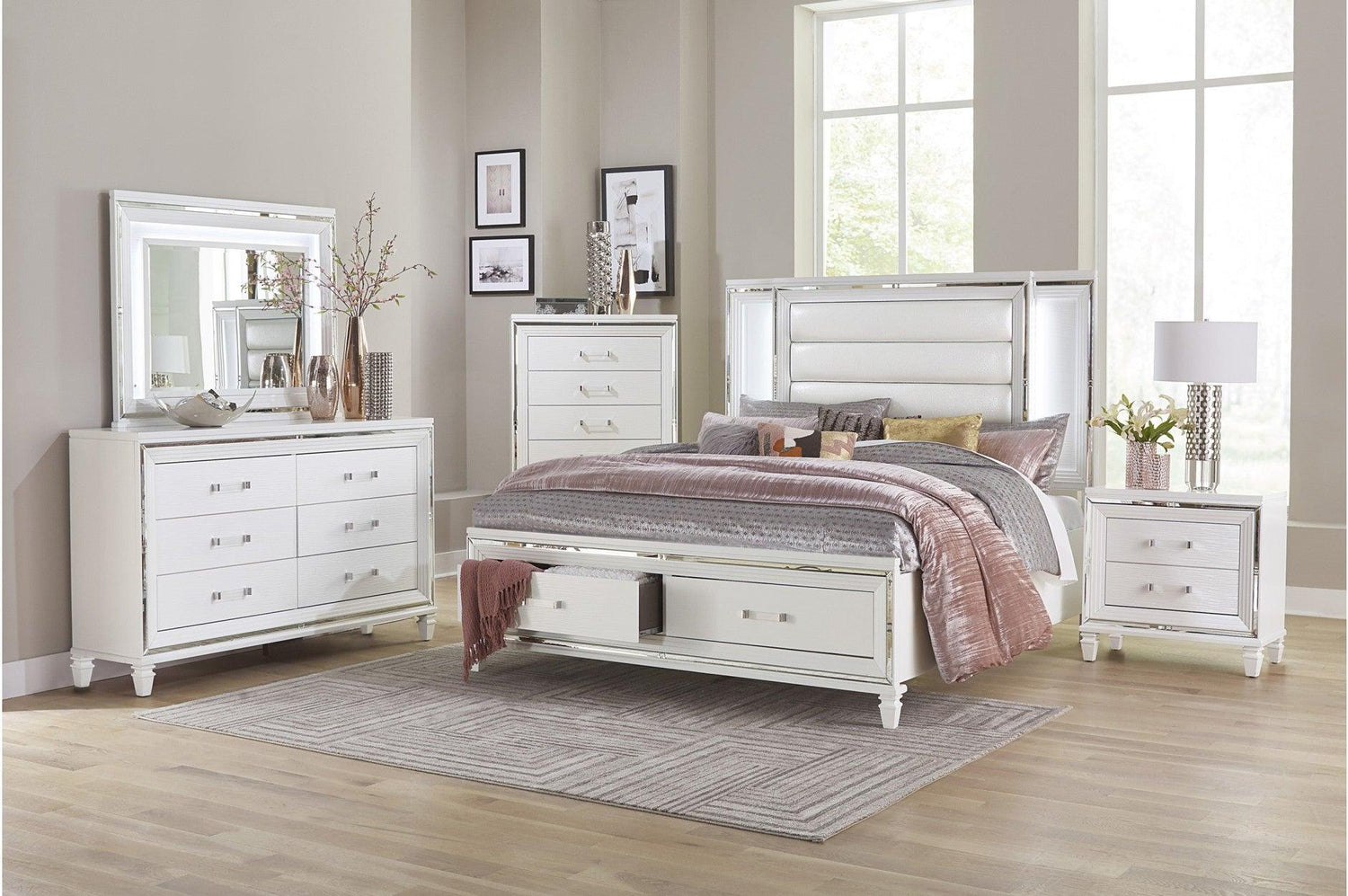 Homelegance - Tamsin 3 Piece Queen Platform Bedroom Set In White - 1616W-1-3Set