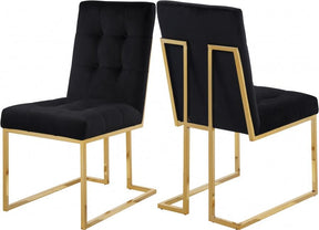 Pierre Velvet Dining Chair In Black (Set Of 2) - 714Black-C | Meridian