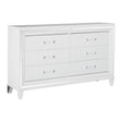 Tamsin 1616W-5 Dresser by Homelegance | White Metallic Finish & Mirrored Framing | Hidden Jewelry Drawers