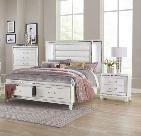 Homelegance - Tamsin 3 Piece Eastern King Platform Bedroom Set In White - 1616Wk-1Ek-3Set