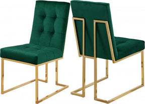 Pierre Velvet Dining Chair In Green (Set Of 2) - 714Green-C | Meridian