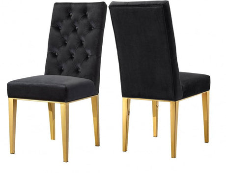 Capri Velvet Dining Chair In Black (Set Of 2) - 716Black - C | Meridian | Home Elegance USA