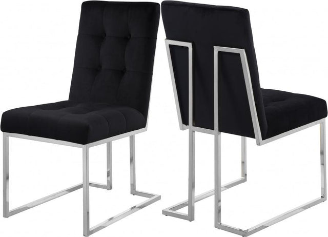 Alexis Velvet Dining Chair In Black (Set Of 2) - 731Black - C | Meridian | Home Elegance USA