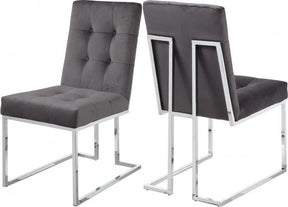 Alexis Velvet Dining Chair In Grey (Set Of 2) - 731Grey-C | Meridian