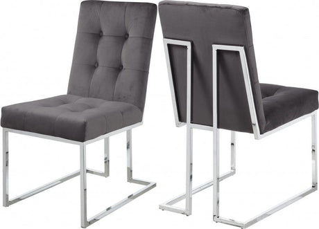 Meridian Furniture - Alexis Velvet Dining Chair In Grey (Set Of 2) - 731Grey-C