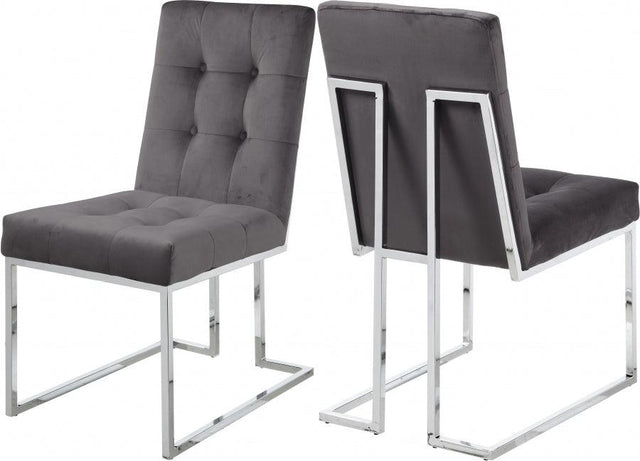 Alexis Velvet Dining Chair In Grey (Set Of 2) - 731Grey - C | Meridian | Home Elegance USA