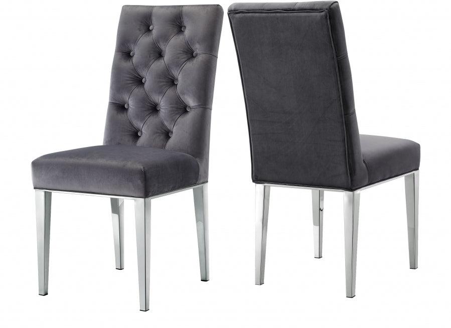 Meridian Furniture - Juno Velvet Dining Chair In Grey (Set Of 2) - 732Grey-C