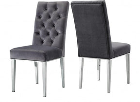 Juno Velvet Dining Chair In Grey (Set Of 2) - 732Grey-C | Meridian