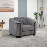 41.5" Velvet Upholstered Accent Sofa,Modern Single Sofa Chair with Thick Removable Seat Cushion,Modern Single Couch for Living Room,Bedroom,or Small Space,Gray Home Elegance USA