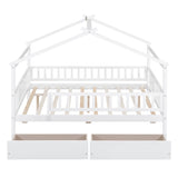 Full Size Wooden House Bed with Two Drawers, White - Home Elegance USA