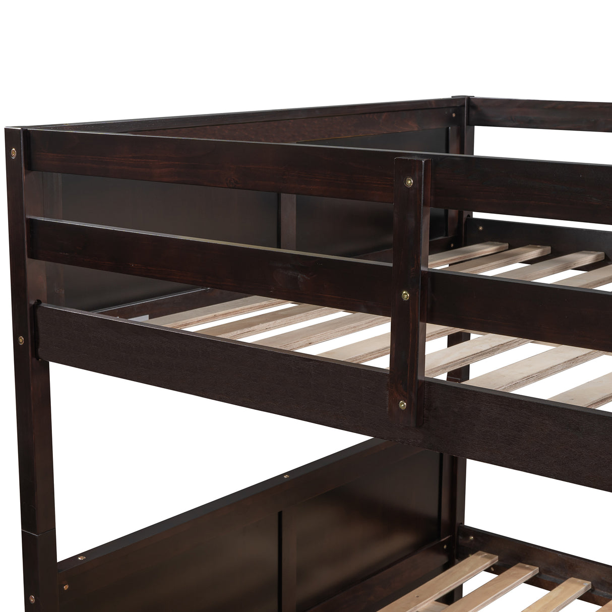 Full Over Full Bunk Bed with Twin Size Trundle, Espresso (old sku: LP000150AAP ) - Home Elegance USA