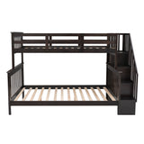 Stairway Twin-Over-Full Bunk Bed with Storage and Guard Rail for Bedroom, Espresso color(OLD SKU :LP000019AAP) - Home Elegance USA