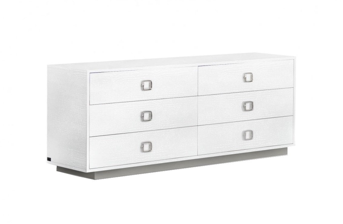 Vig Furniture A&X Victoria - Modern White Crocodile Dresser