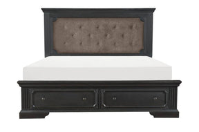Bolingbrook Queen Platform Bed With Footboard Storage In Wire-Brushed Charcoal 1647-1* | Homelegance