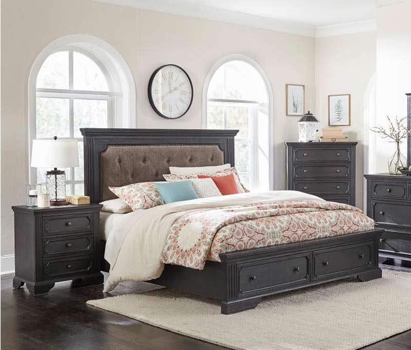 Bolingbrook 3 Piece Queen Platform With Storage Bedroom Set In Wire - Brushed Charcoal 1647 - 1 - 3Set | Homelegance | Home Elegance USA