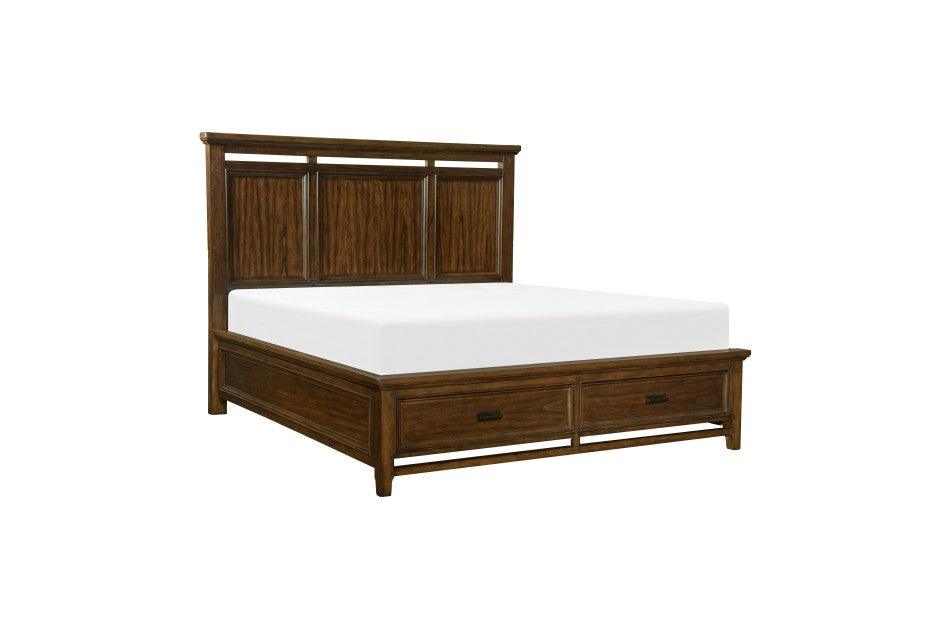 Homelegance - Frazier Park Eastern King Platform Bed With Footboard Storage In Brown Cherry - 1649K-1Ek*