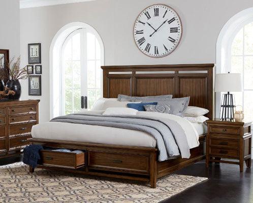 Homelegance - Frazier Park Eastern King Platform Bed With Footboard Storage In Brown Cherry - 1649K-1Ek*