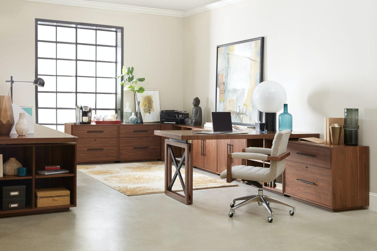 Hooker Furniture Elon Desk With Two-Door Cabinet And Short Bookcase