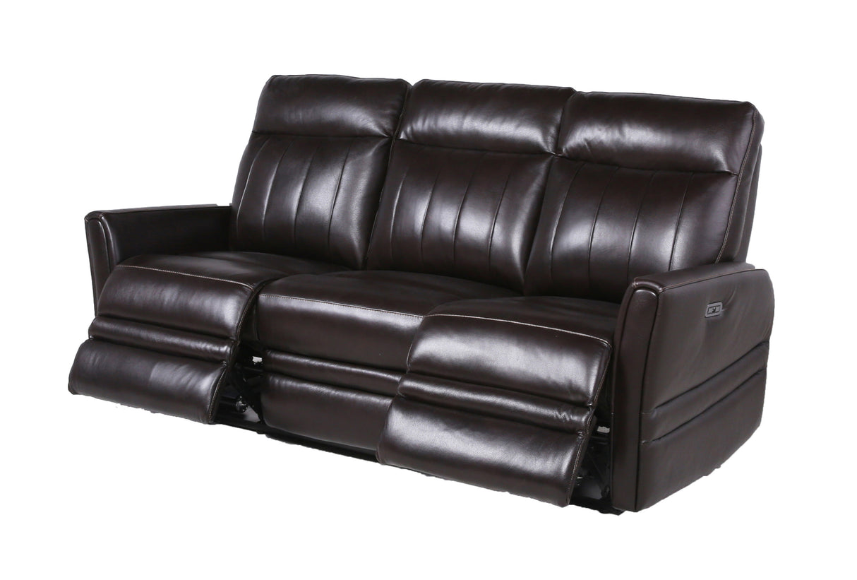 Luxury Power Reclining Sofa Recliner in Dark Brown Top-Grain Leather - Ultimate Comfort with Power Leg Rest and Articulating Headrest - Elegant and Relaxing Furniture for Living Room or Home Theater Home Elegance USA