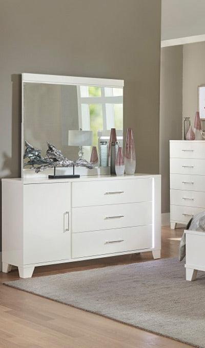 Homelegance - Kerren Dresser With Mirror In White High Gloss - 1678W-Dm