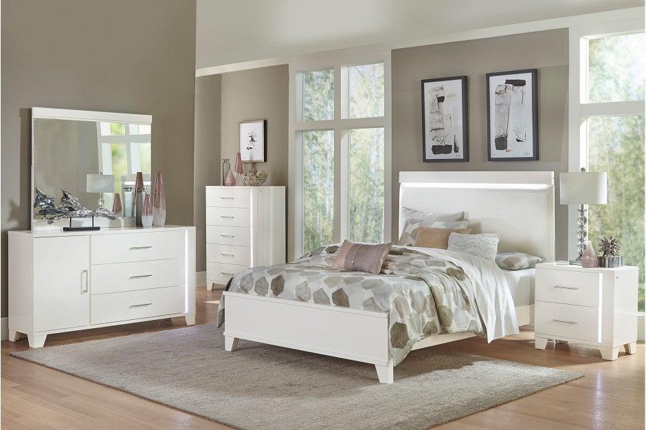 Homelegance - Kerren 5 Piece Queen Bedroom Set In White High Gloss - 1678W-1-5Set