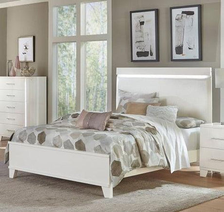 Homelegance - Kerren Queen Bed, Led Lighting In White High Gloss - 1678W-1*