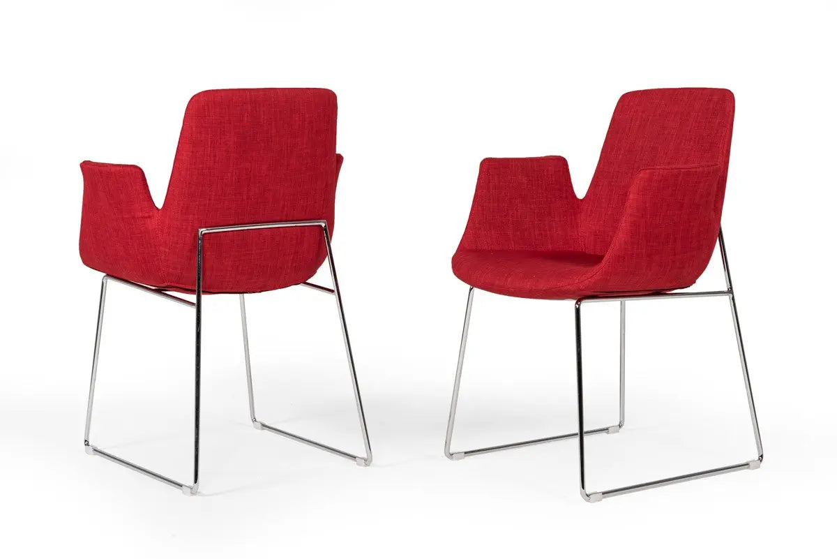 Vig Furniture - Modrest Altair Modern Red Fabric Dining Chair - Vgobty100-F-Red