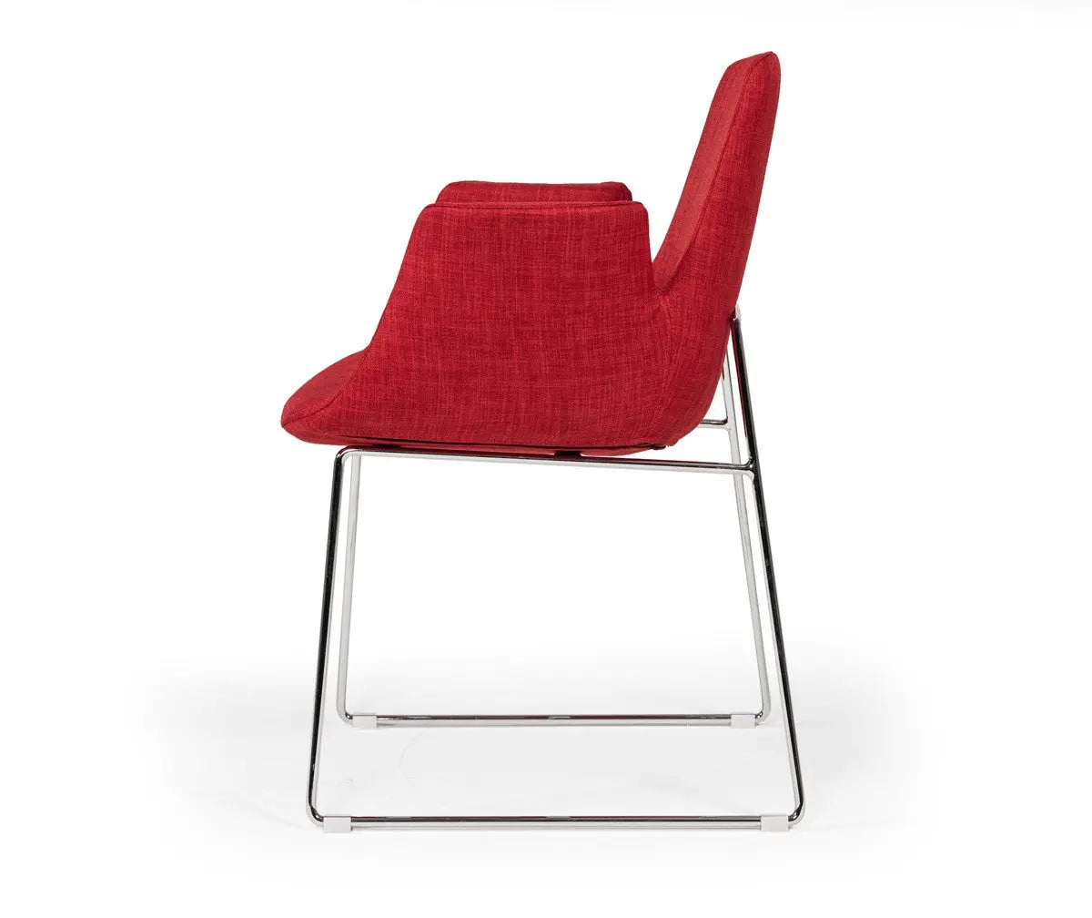 Vig Furniture - Modrest Altair Modern Red Fabric Dining Chair - Vgobty100-F-Red