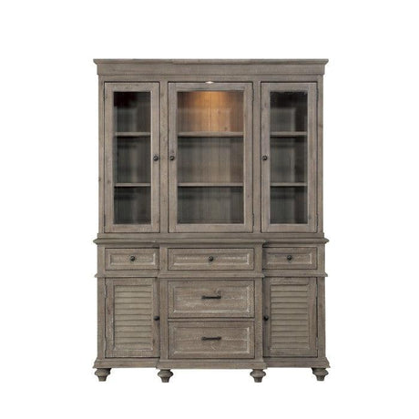 Cardano Buffet & Hutch In Driftwood Light Brown 1689Br - 50* | Homelegance | Home Elegance USA
