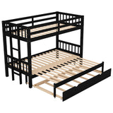 Twin over Pull-out Bunk Bed with Trundle, Espresso - Home Elegance USA