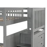 Full over Full Bunk Bed with Twin Size Trundle,Gray ( old sku: LP000026AAE ) Home Elegance USA